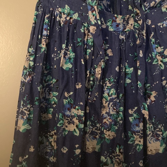 Boho Navy Blue Floral Front Knot Twist Dress| Here come the Sun Sz 8 - Picture 7 of 16
